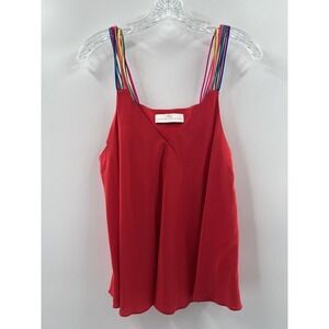 Amanda Uprichard Women’s Silk Red Multicolor Strap Pullover Tank Size Large